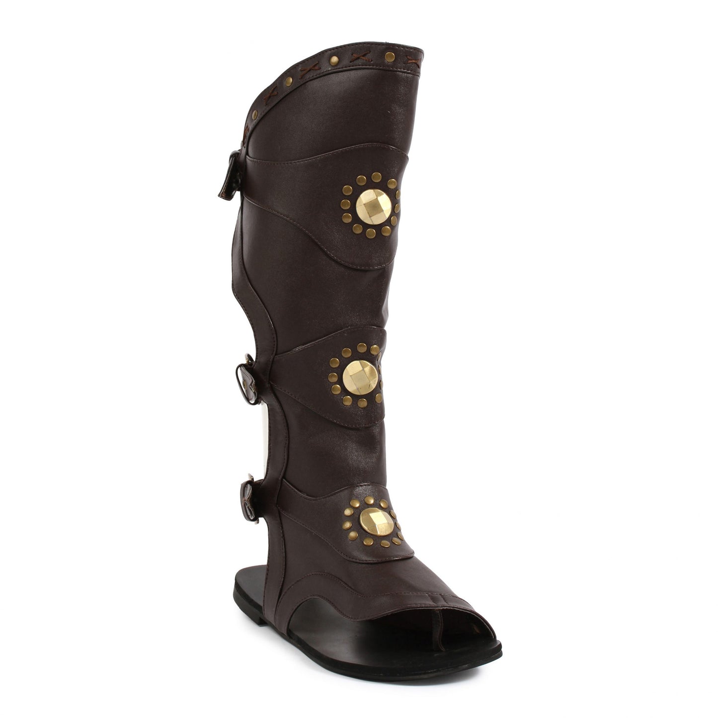 (Used) Ellie Shoes 031-DESTROYER Knee-High Flat Sandal, Brown, Medium