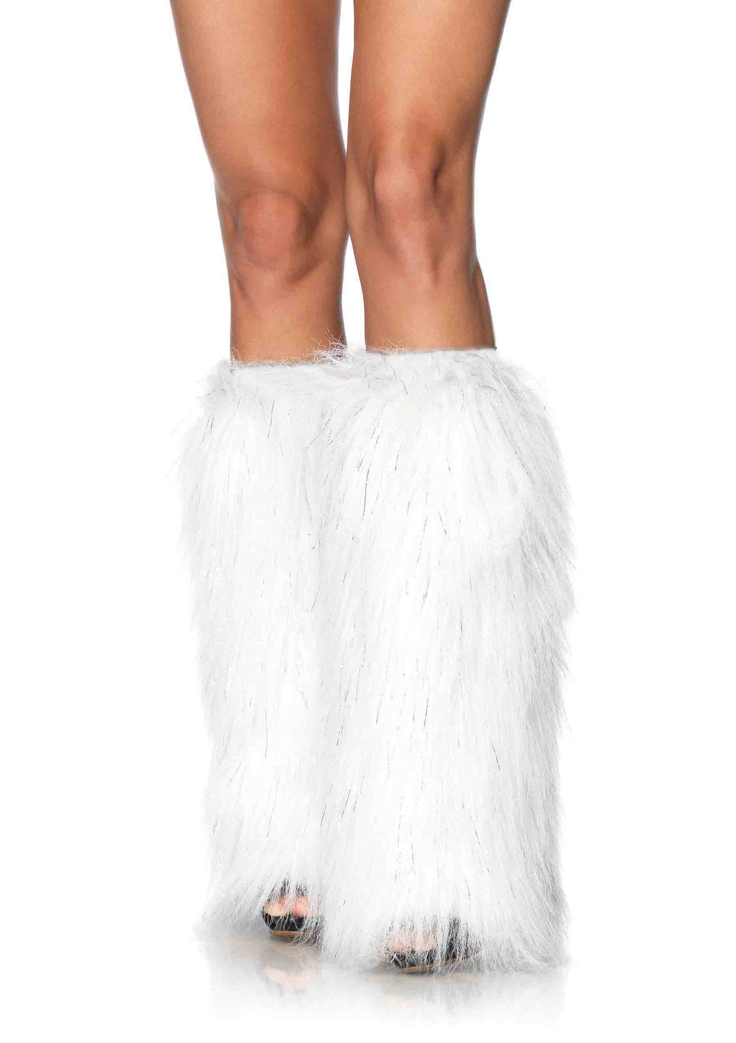 Furry lurex leg warmers