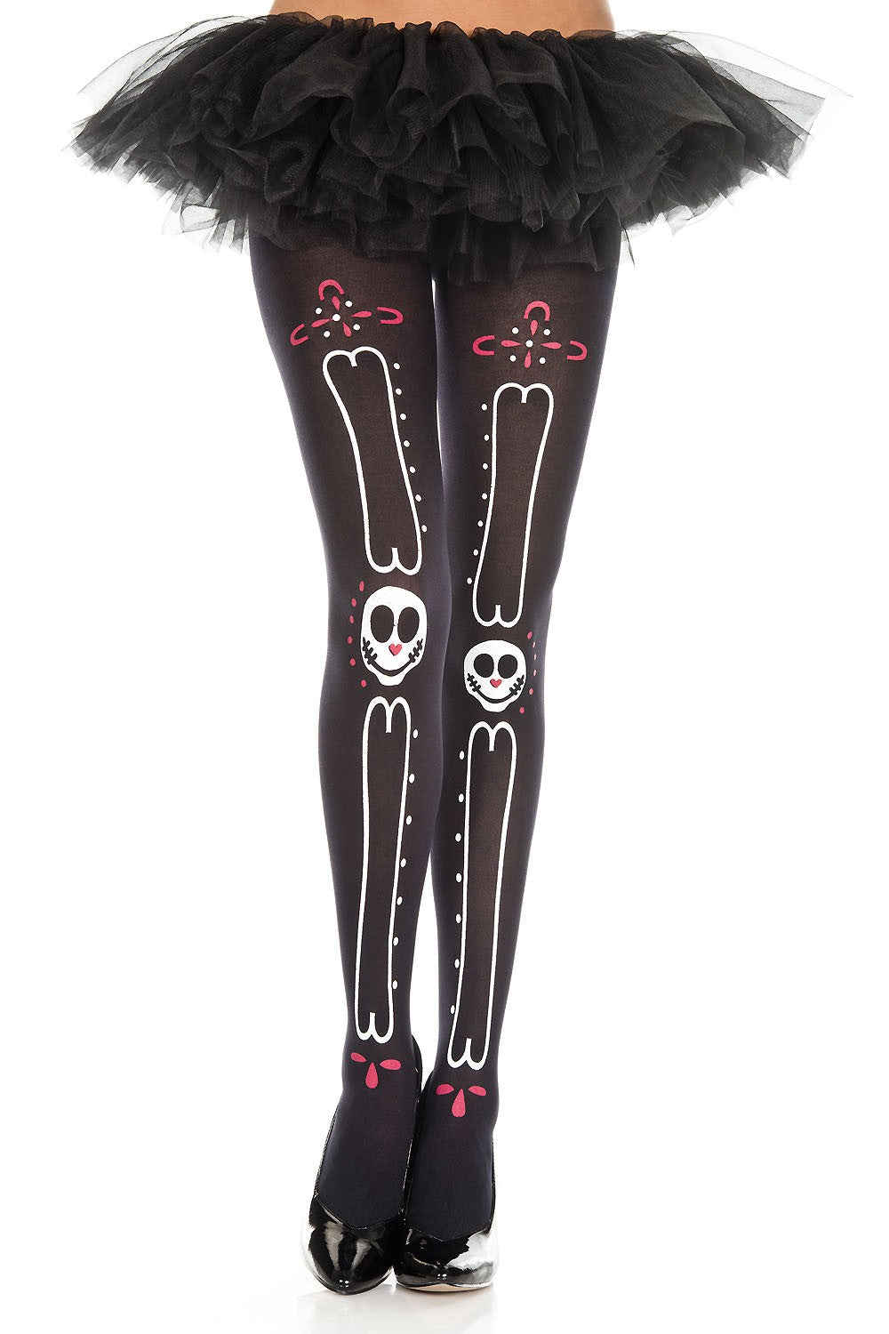 Sugar Skull Face with Bone Print Pantyhose ML