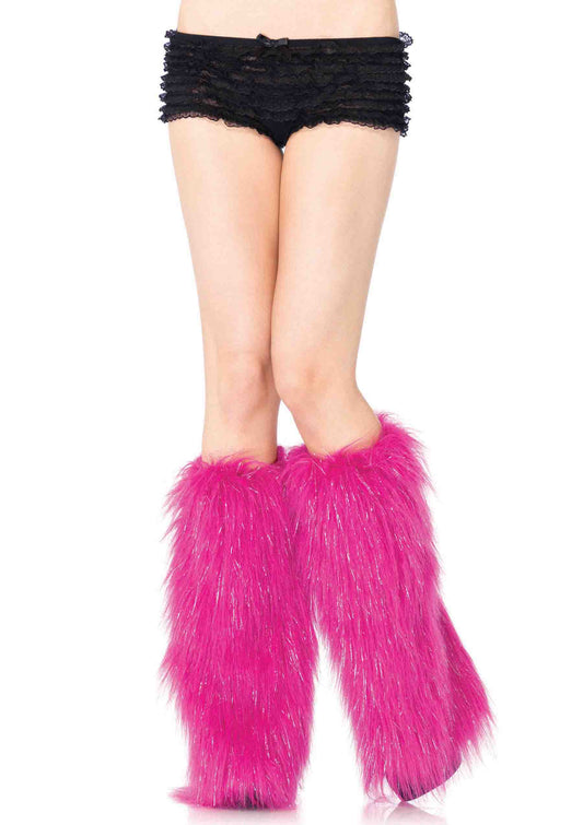 Furry lurex leg warmers