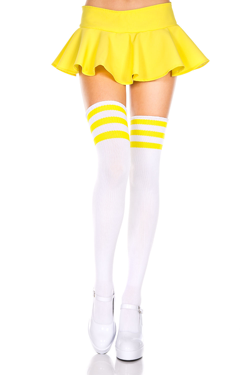 Music Legs Athlete Acrylic Thigh Hi with Striped Top