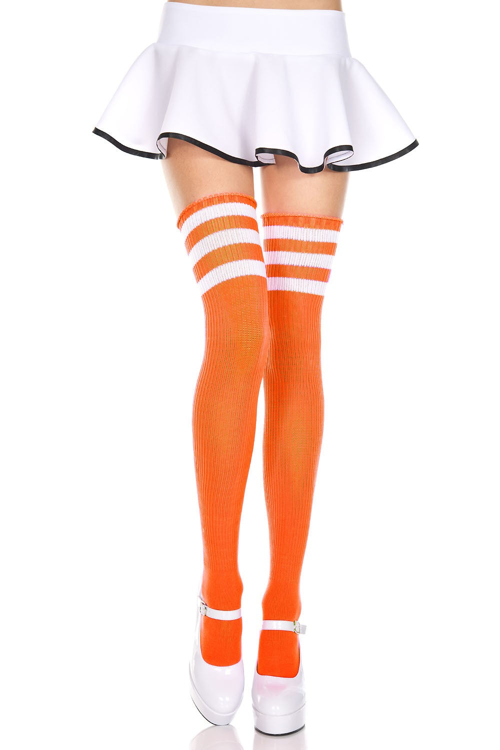 Music Legs Athlete Acrylic Thigh Hi with Striped Top