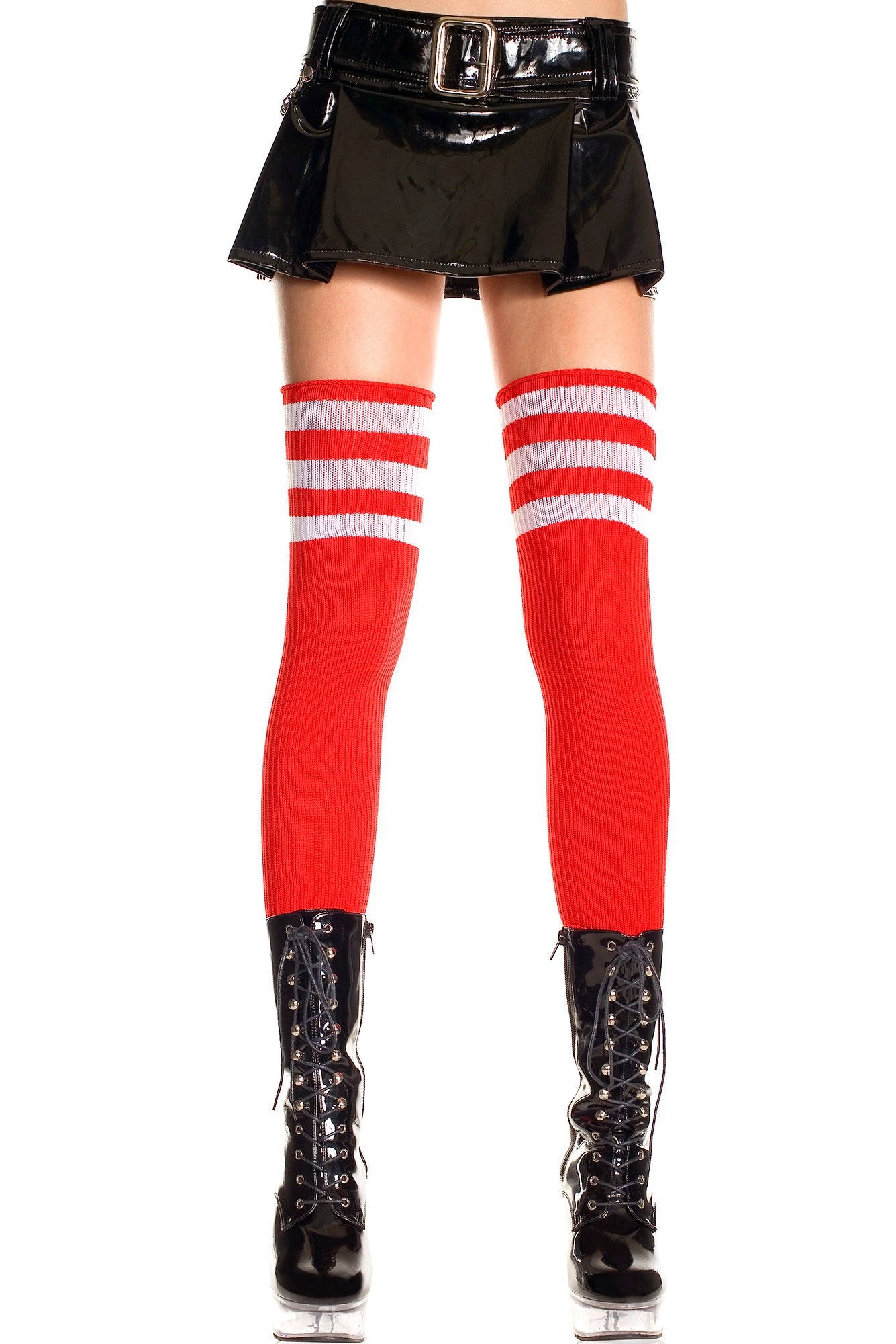 Music Legs Athlete Acrylic Thigh Hi with Striped Top