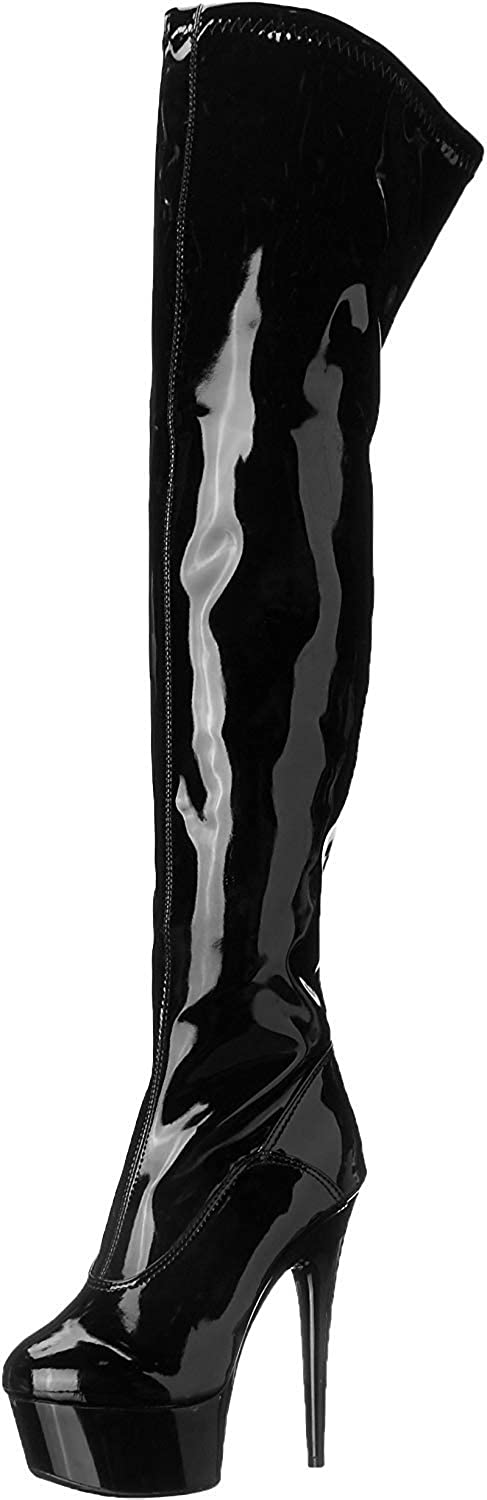 (Used) Ellie Shoes 609-FANTASY 6" Pointed Stiletto Heel Thigh high Stretch Boots, Black, Size 8