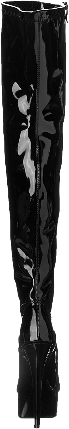 (Used) Ellie Shoes 609-FANTASY 6" Pointed Stiletto Heel Thigh high Stretch Boots, Black, Size 8