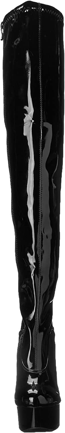 (Used) Ellie Shoes 609-FANTASY 6" Pointed Stiletto Heel Thigh high Stretch Boots, Black, Size 8