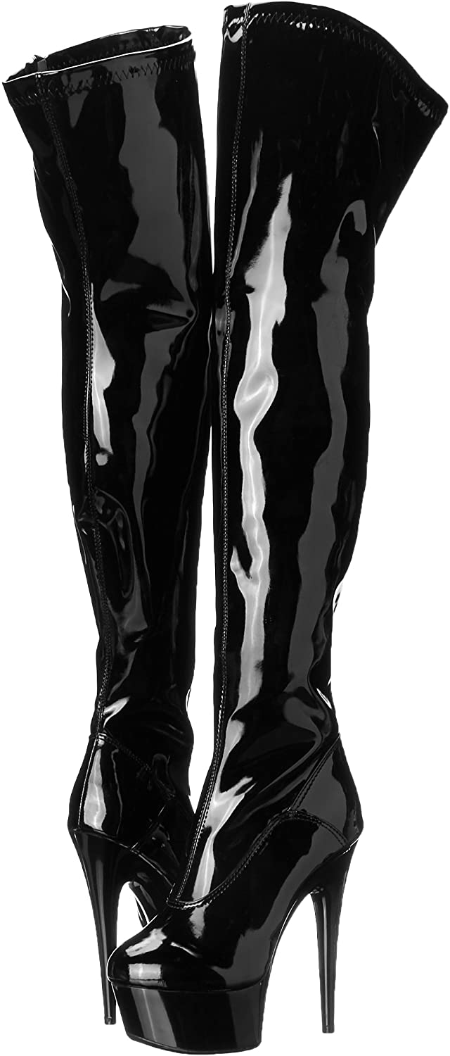 (Used) Ellie Shoes 609-FANTASY 6" Pointed Stiletto Heel Thigh high Stretch Boots, Black, Size 8