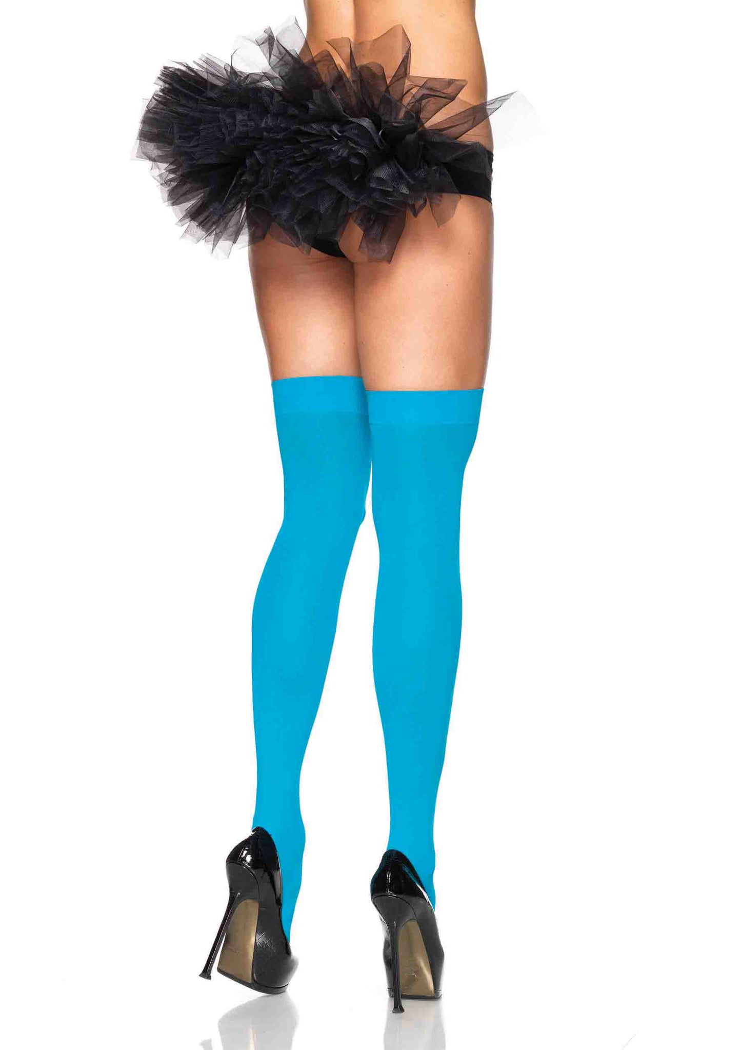 Opaque Nylon Thigh High Stockings