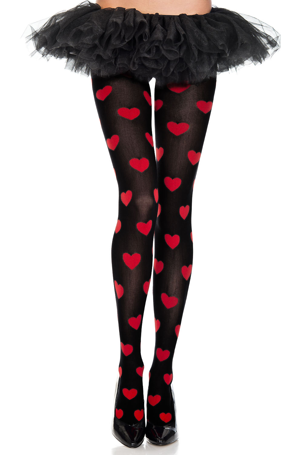 Heart Print Spandex Opaque Pantyhose