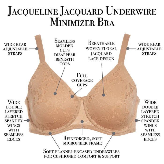 7018 Jacqueline Jacquard Underwire Minimizer Bra