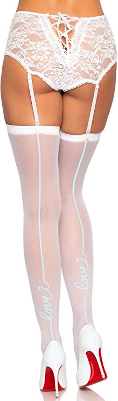 Womens Love Backseam Cuban Heel Stockings