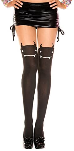 Devil's face and tail spandex pantyhose