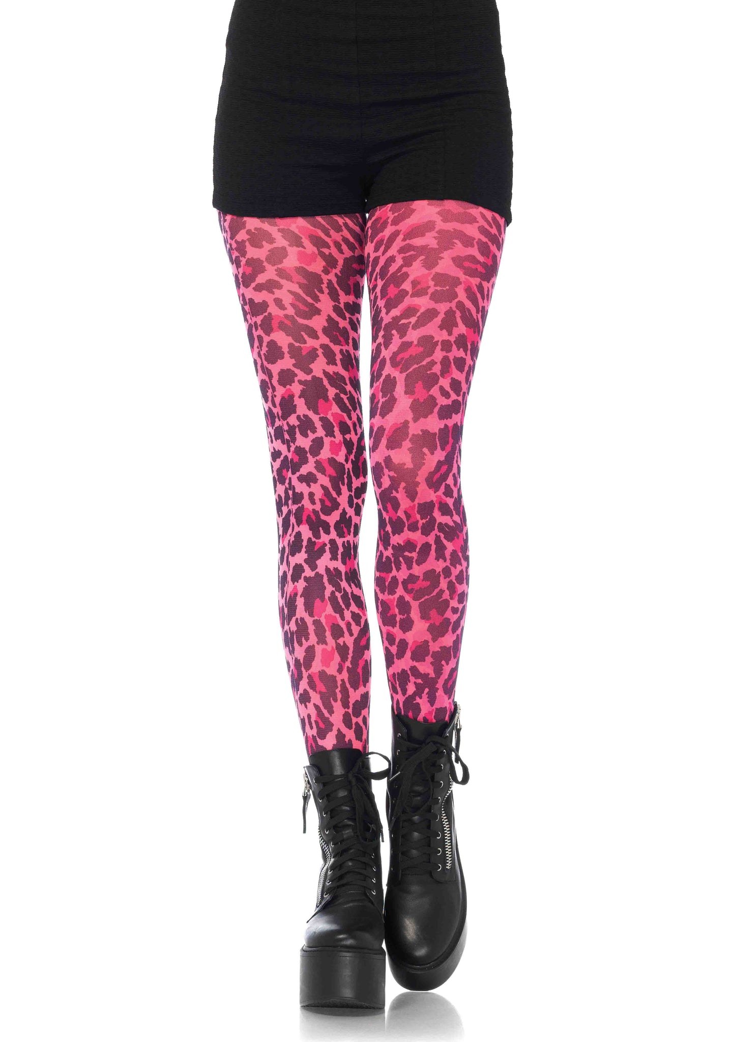 Neon leopard print opaque tights