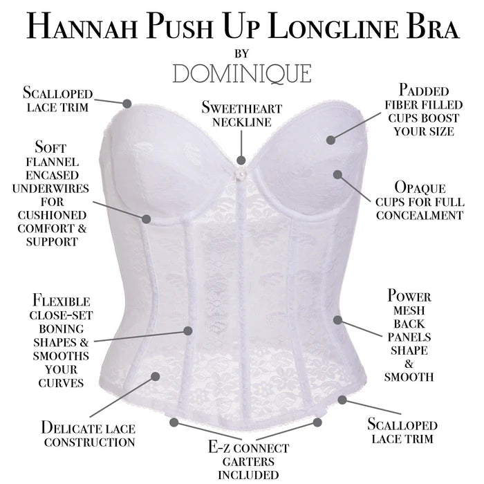 7759 Hannah Lace Push Up Longline Bridal Bra