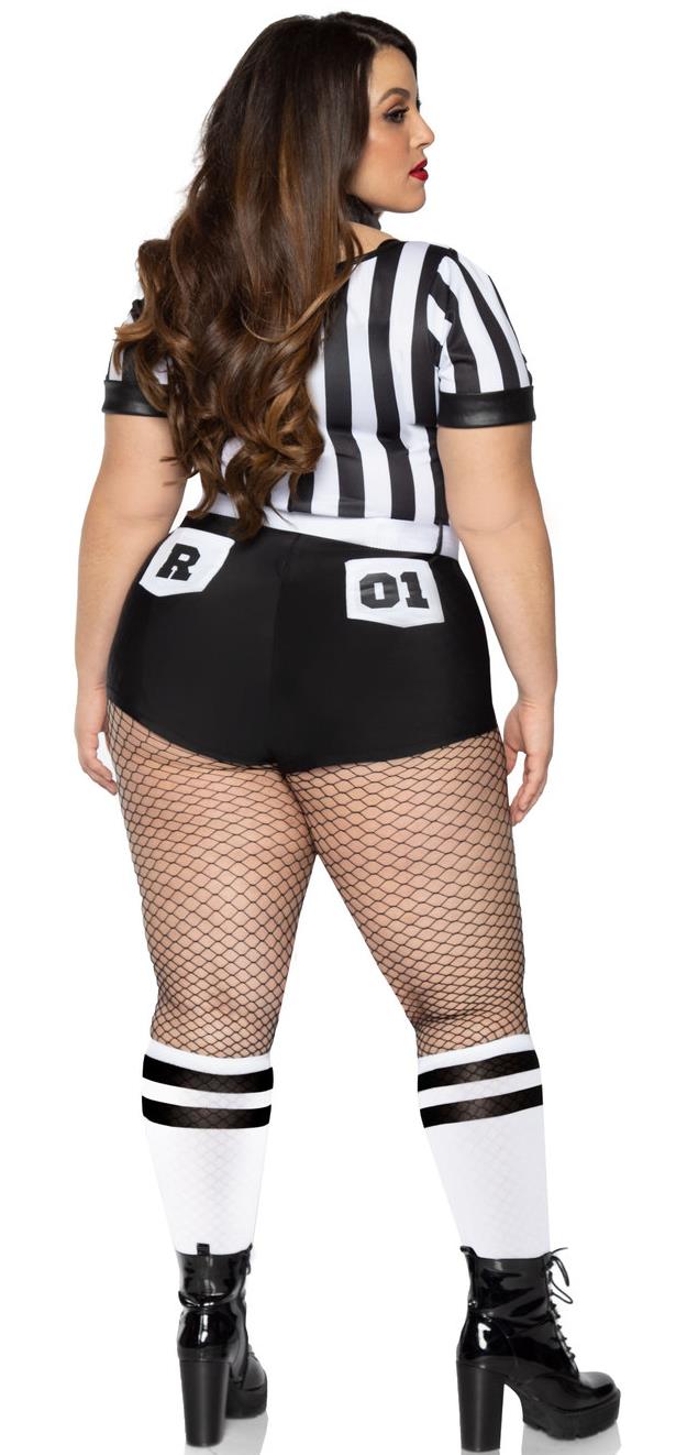 Leg Avenue 3PC.No Rules Referee,striped teddy,belt,and choker collar