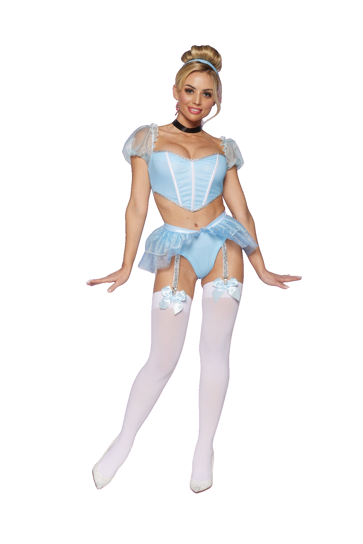 Leg Avenue 4 PC Glass Slipper Cinderella Costume, Blue