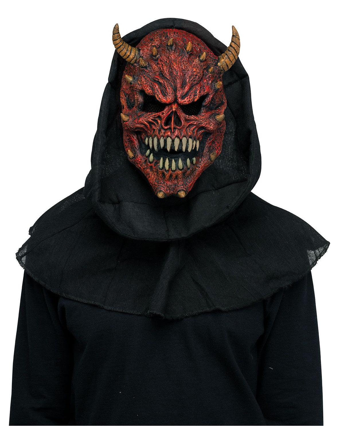 Demon Horror Mask with Shroud Costume Accessory