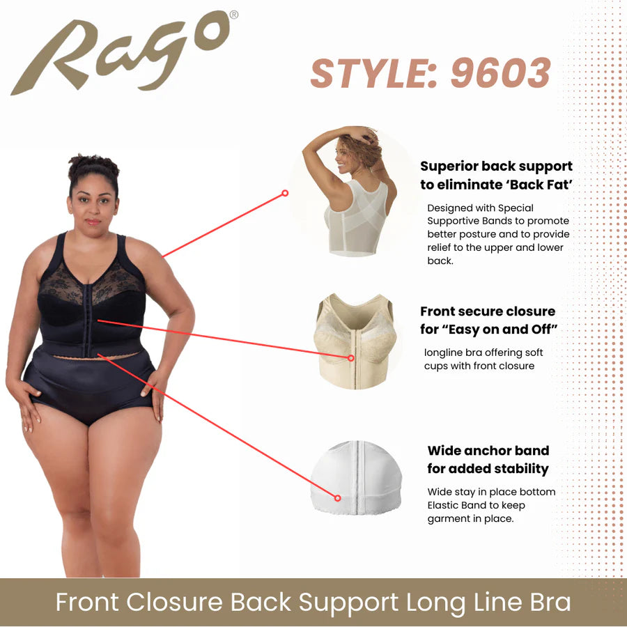 9603 Front Closure Back Support Long Line Bra