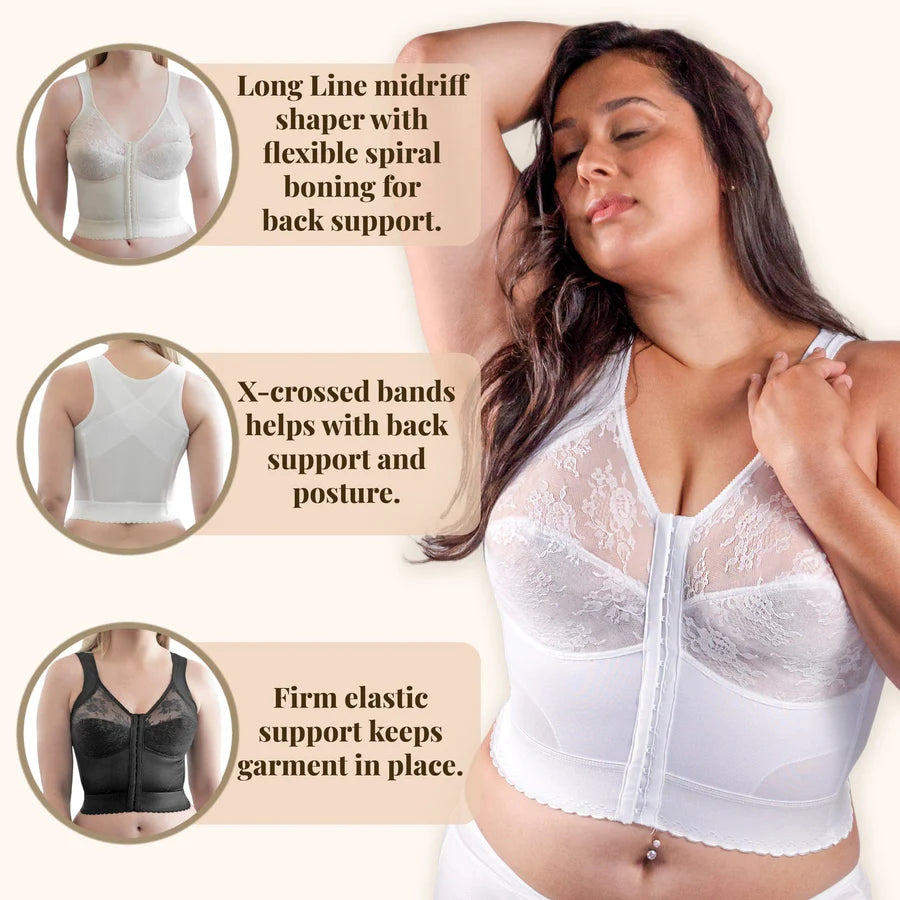9603 Front Closure Back Support Long Line Bra
