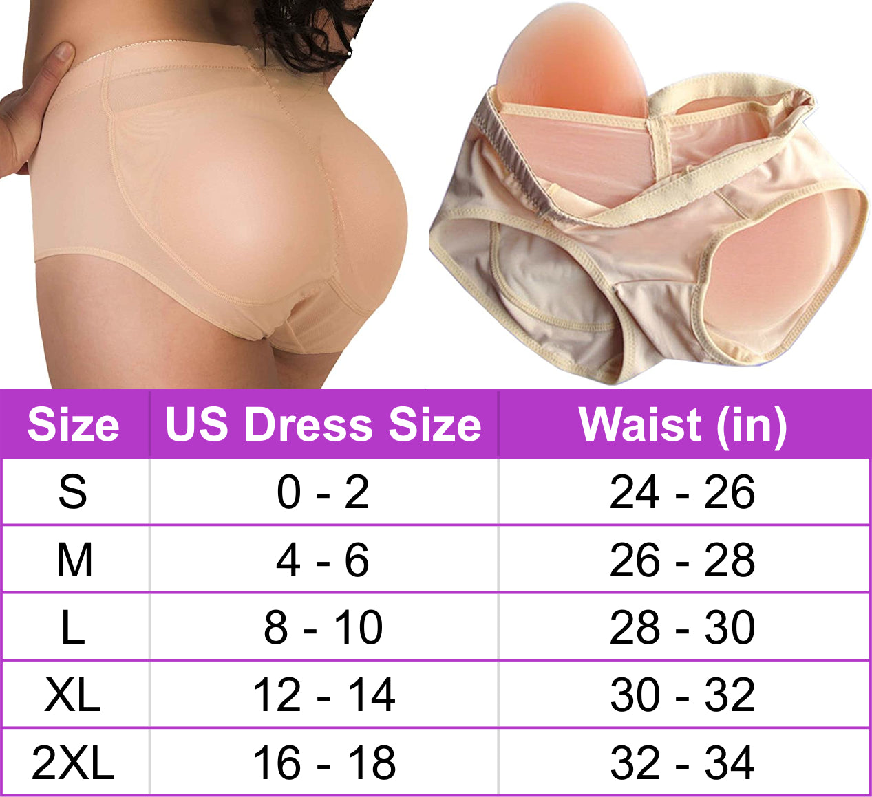 Women's Shaper Panty with Silicone Butt Pads Booty Padded Panty