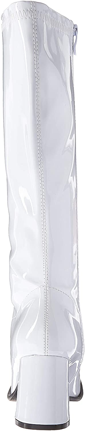 (Used) Ellie Shoes GOGO-W 3" Wide Width Gogo Boots with Zipper, White, 6