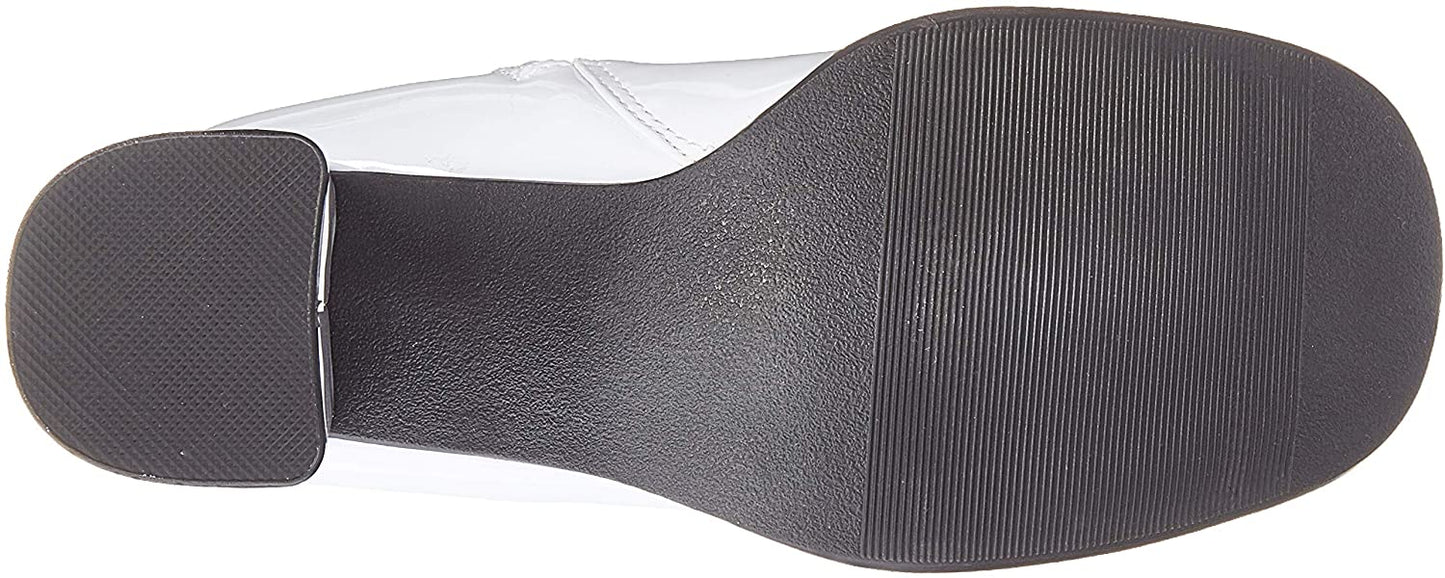 (Used) Ellie Shoes GOGO-W 3" Wide Width Gogo Boots with Zipper, White, 6