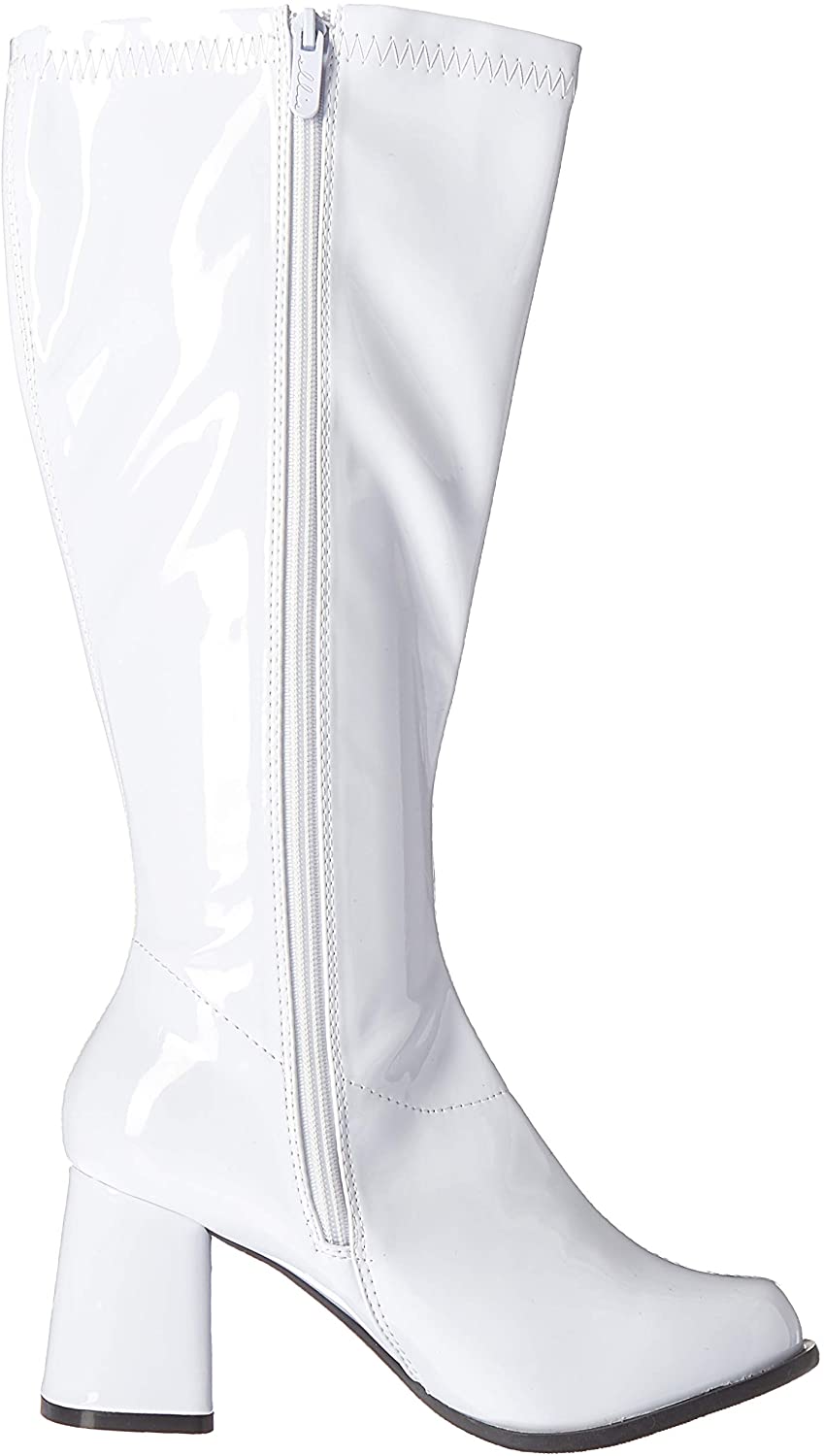 (Used) Ellie Shoes GOGO-W 3" Wide Width Gogo Boots with Zipper, White, 6