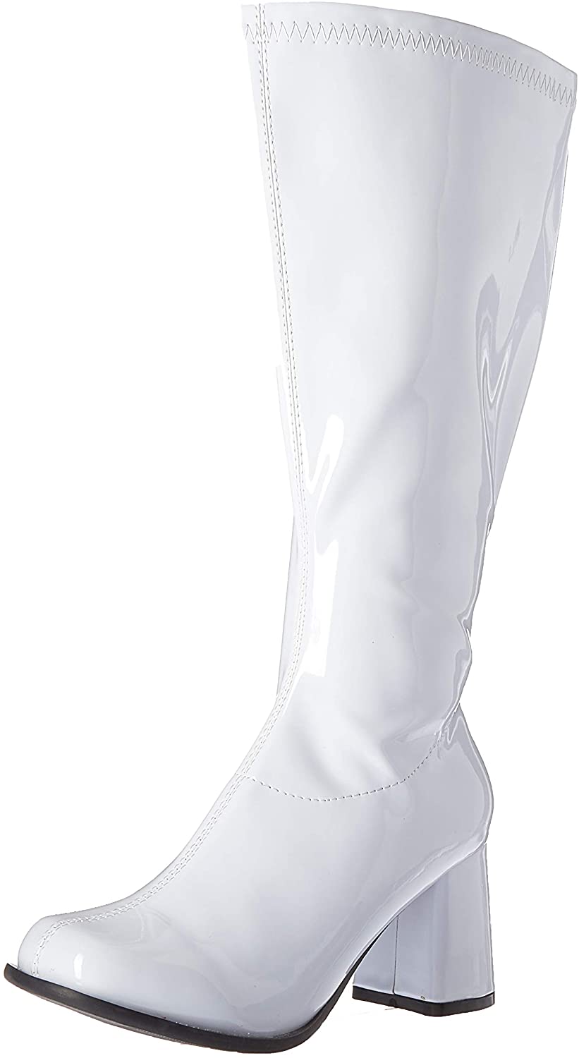 (Used) Ellie Shoes GOGO-W 3" Wide Width Gogo Boots with Zipper, White, 6