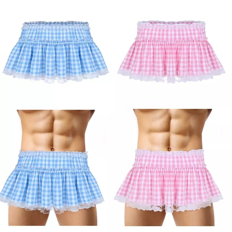 Anime Role Play Ruffled Lace Openwork Crossdressing Micro Sissy Mini Cosplay Skirt