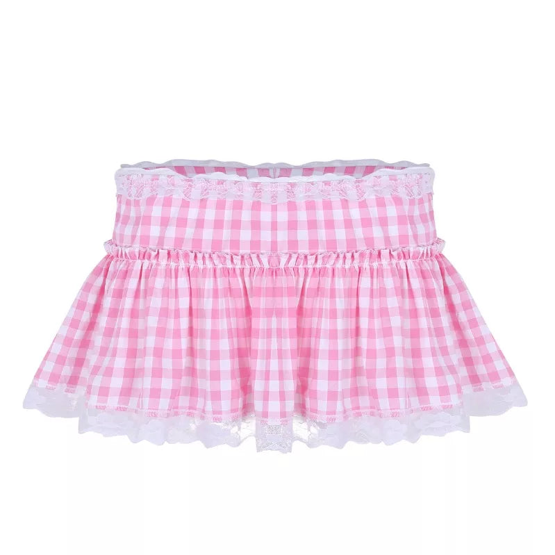 Anime Role Play Ruffled Lace Openwork Crossdressing Micro Sissy Mini Cosplay Skirt