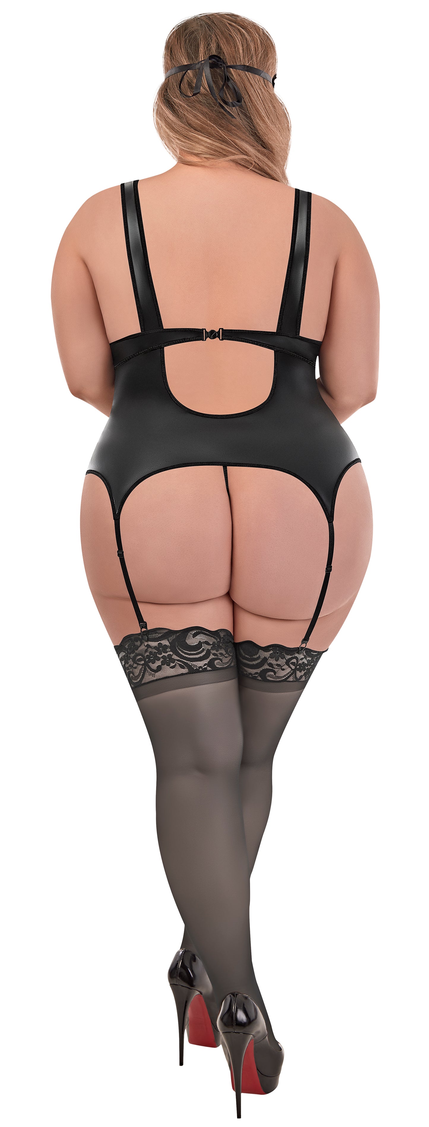 L704 Cupless Merry Widow & G-String w/ 2pc. Bondage Set - Back View