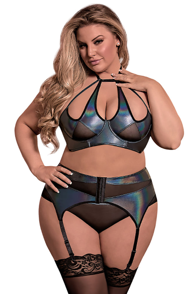 M165 Halter Bra, Garter & Panty Set