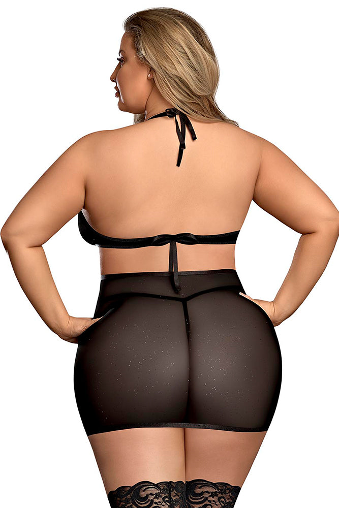 M171 Wrap Halter Chemise & G-String - Back View