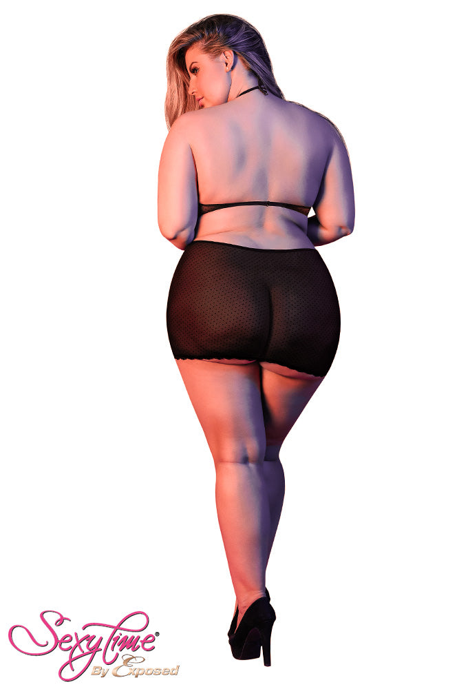 M197 Polka Dot Mesh Halter & Skirt Set - Back View