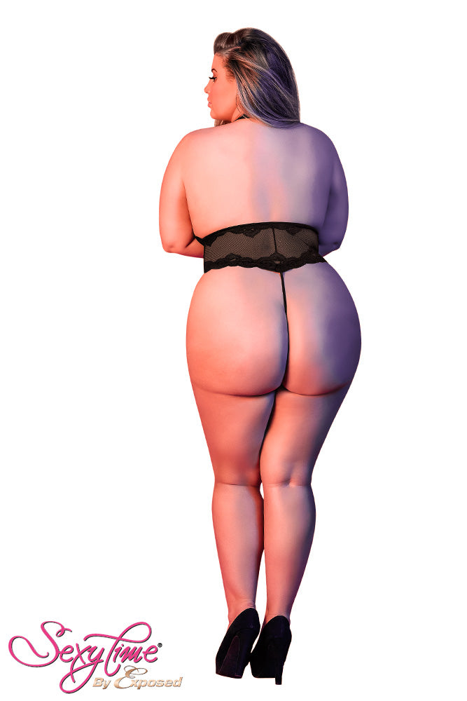 M201 Deep Plunge Halter Teddy - Back View