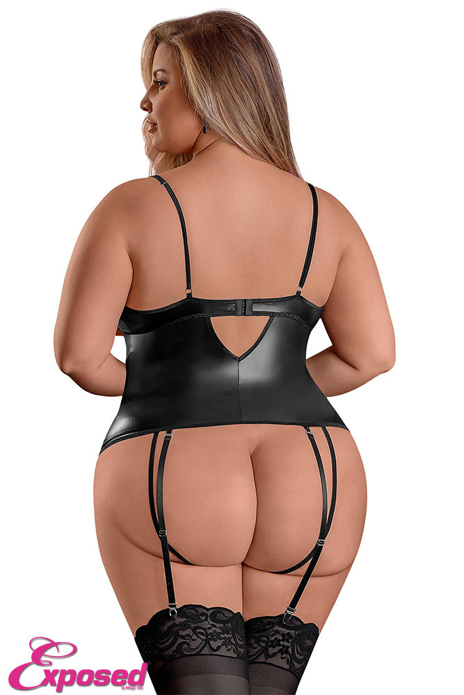 M202 Cupless & Crotchless Merry Widow Set - Back View
