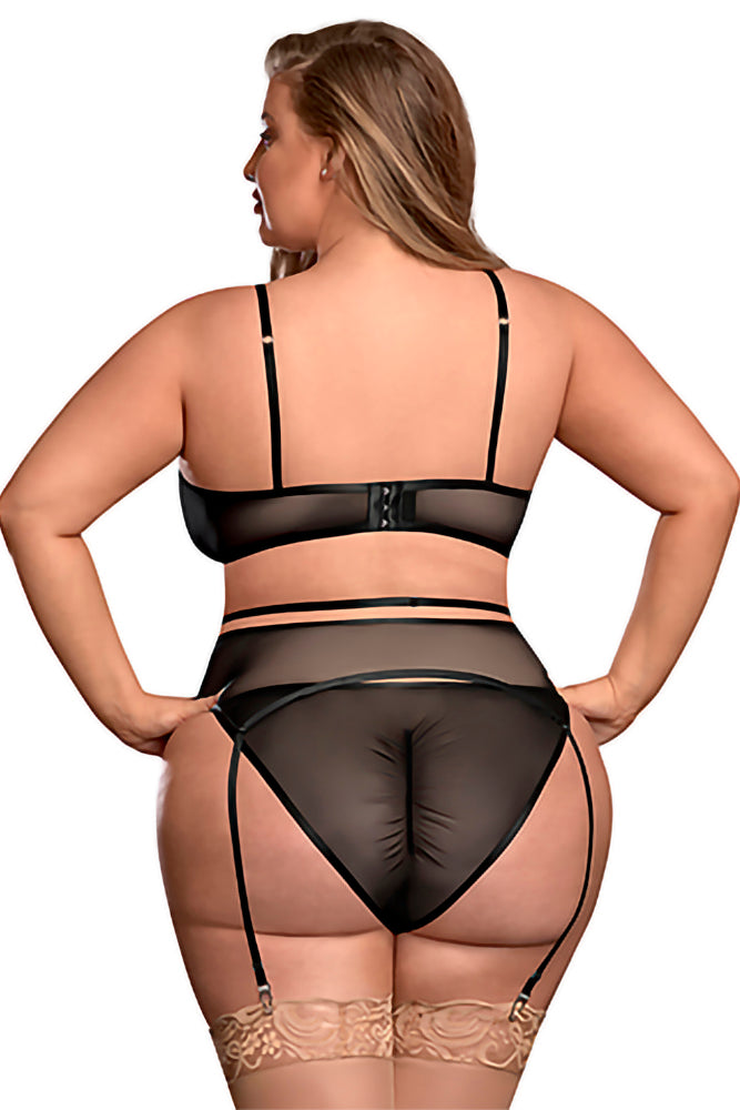 M213 Bra, Garter Belt & Panty Set - Back View