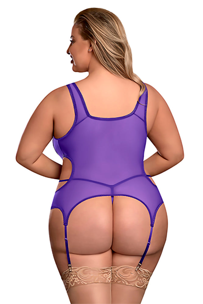 M214 Merry Widow & Crotchless G-String - Back View