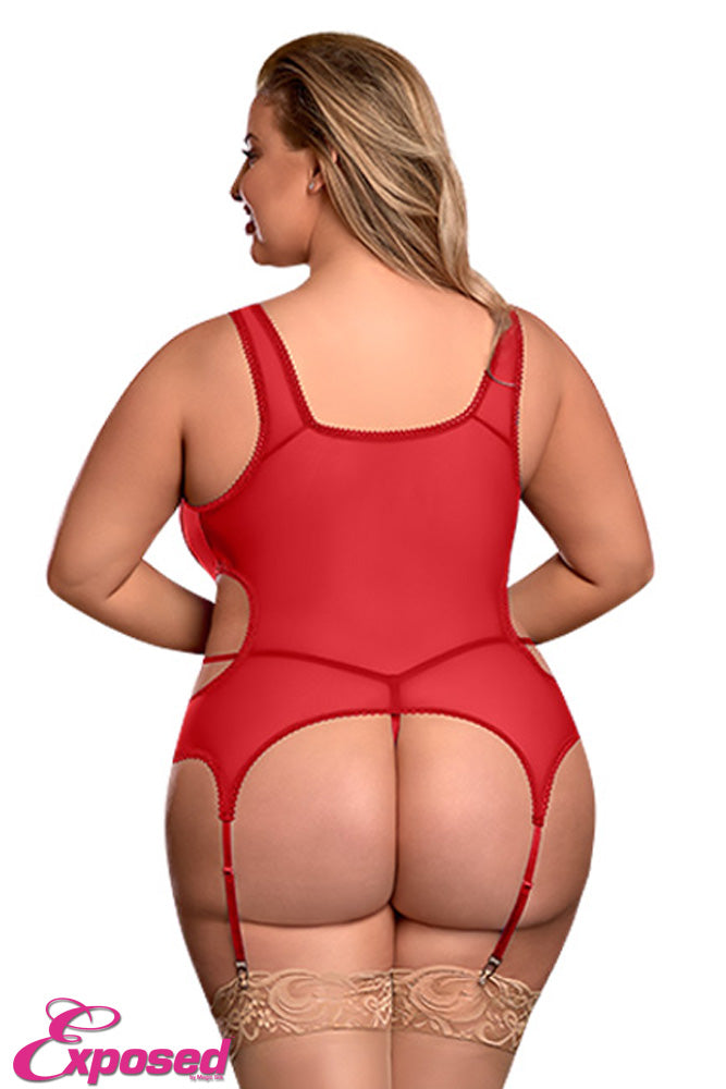 M214 Merry Widow & Crotchless G-String - Back View