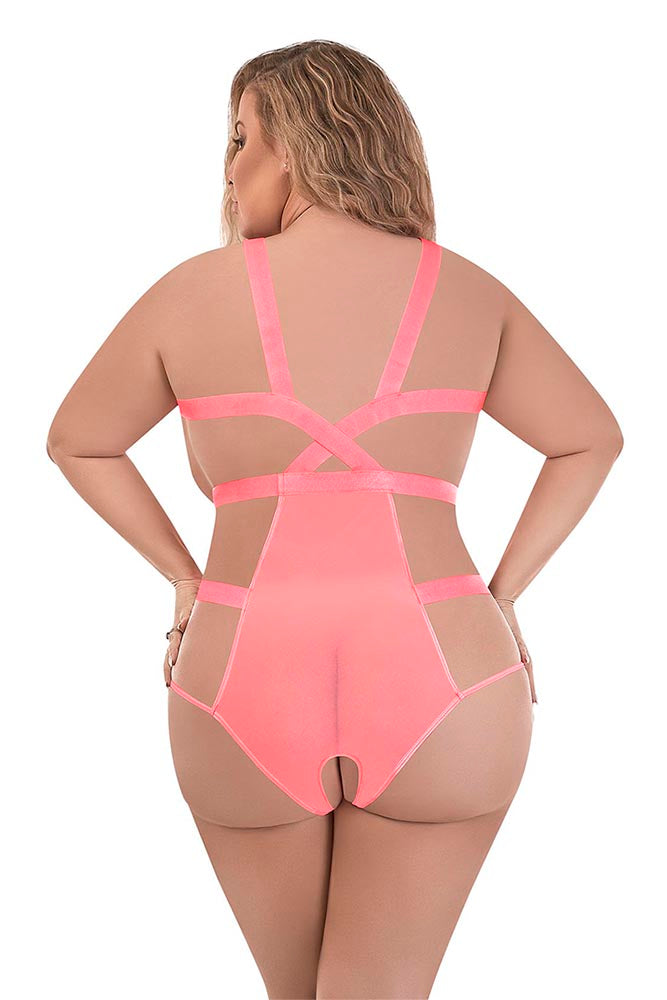M243 Cupless & Crotchless Strap Teddy - Back View