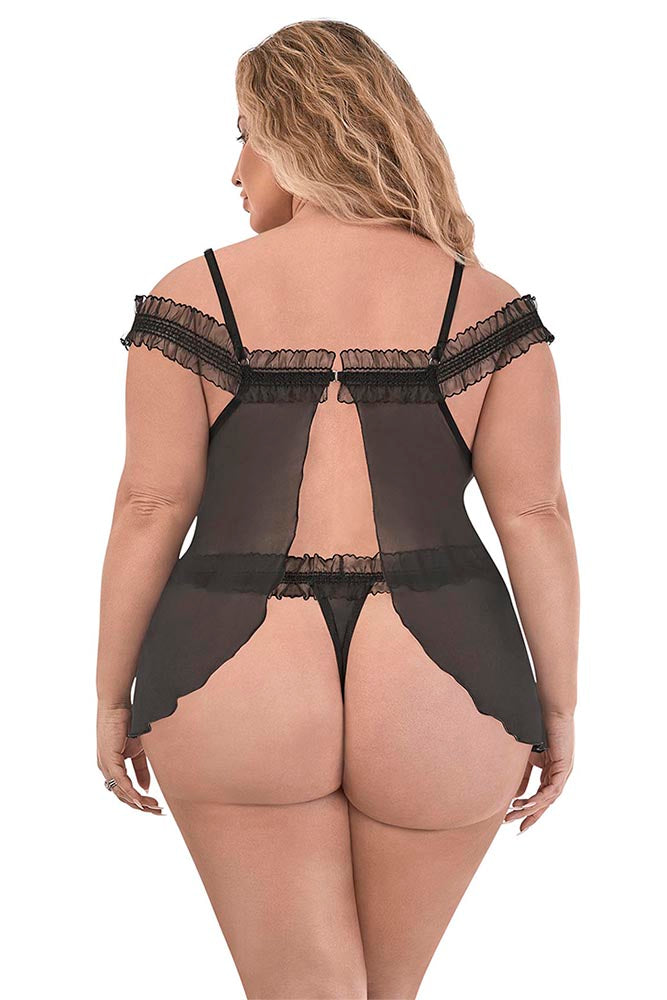 M251 Fly Away Baby Doll & Split Crotch Thong - Back View