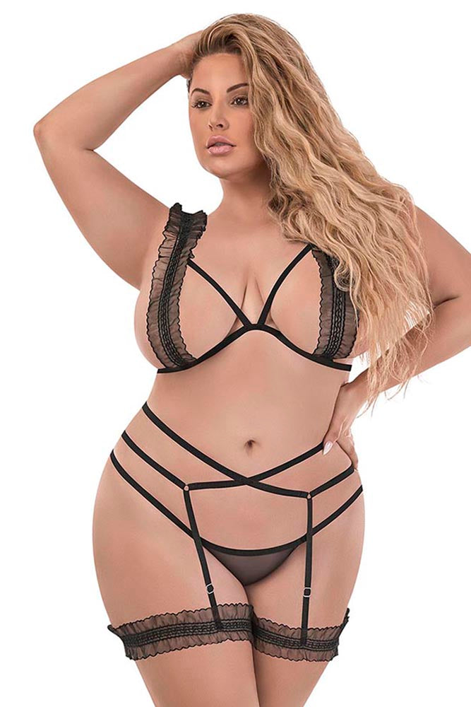 M253 Bra, Stirrup Garter & Split Crotch Panty Set