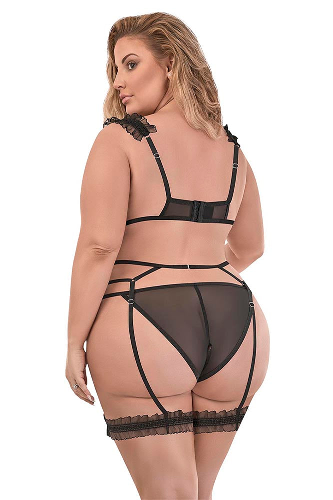 M253 Bra, Stirrup Garter & Split Crotch Panty Set - Back View
