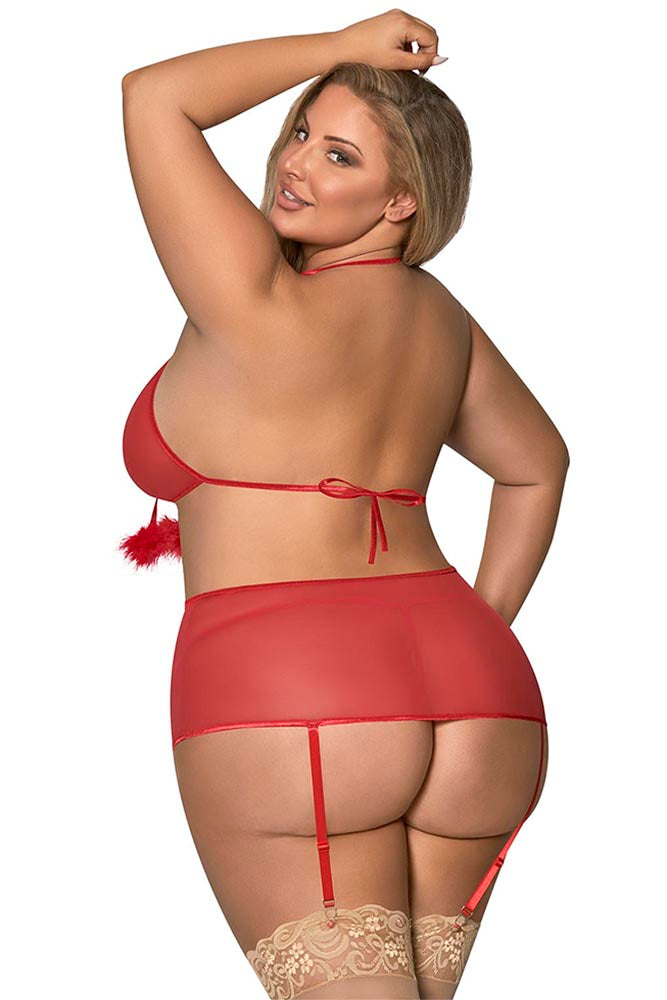 M279 Marabou Bra, Garter Skirt & G Set - Back View
