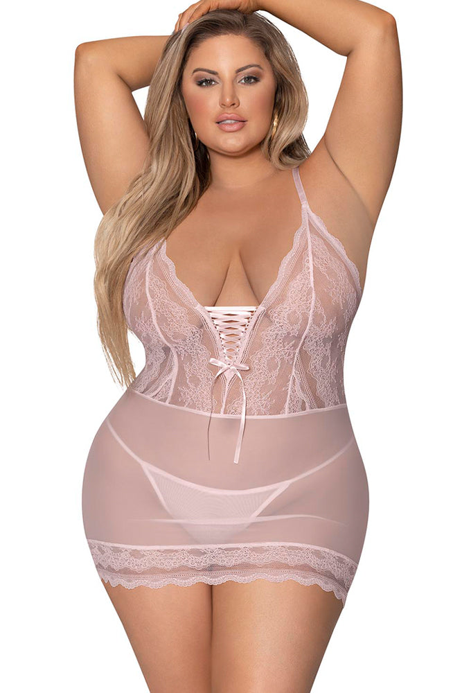 M280 Lace Up Chemise & G-Set
