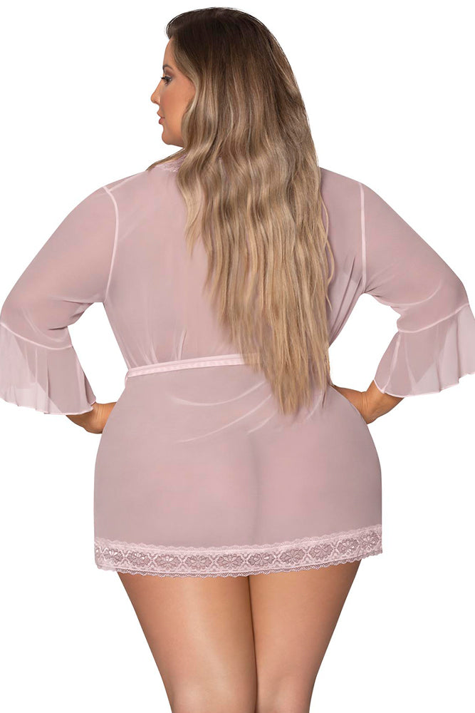 M281 Flutter Sleeve Robe w/Lace Trim - Back View