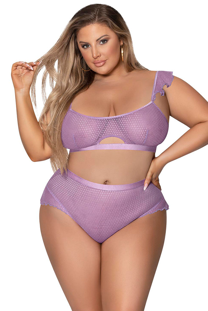 M284 Flutter Sleeve Keyhole Bralette & Panty Set