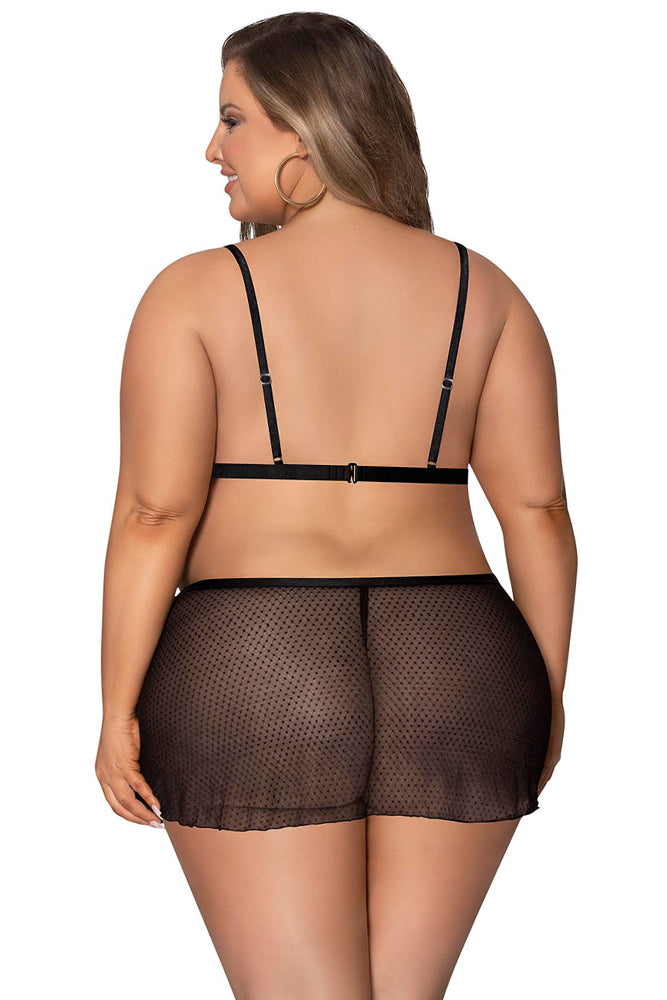 M286 Strappy Bralette w/Flirty Thong Skirt - Back View