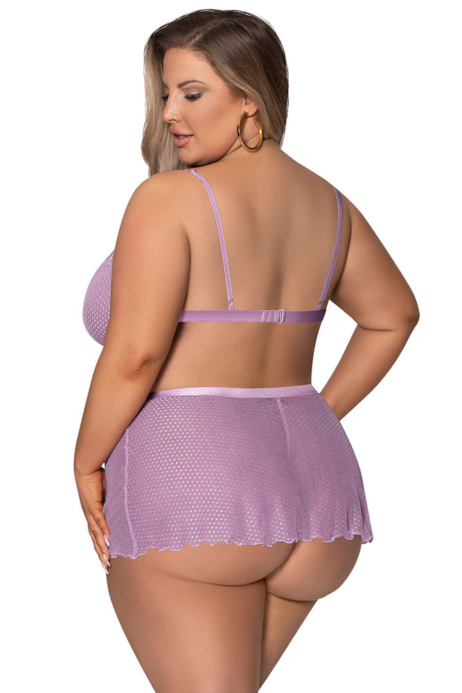 M286 Strappy Bralette w/Flirty Thong Skirt - Back View