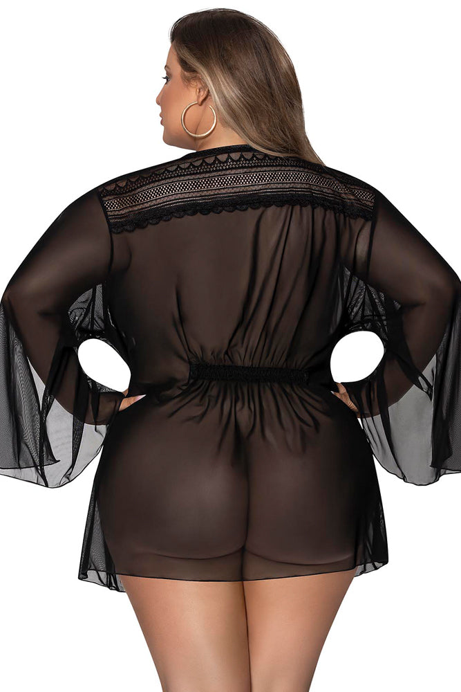 M288 Flowing Short Robe - Back View